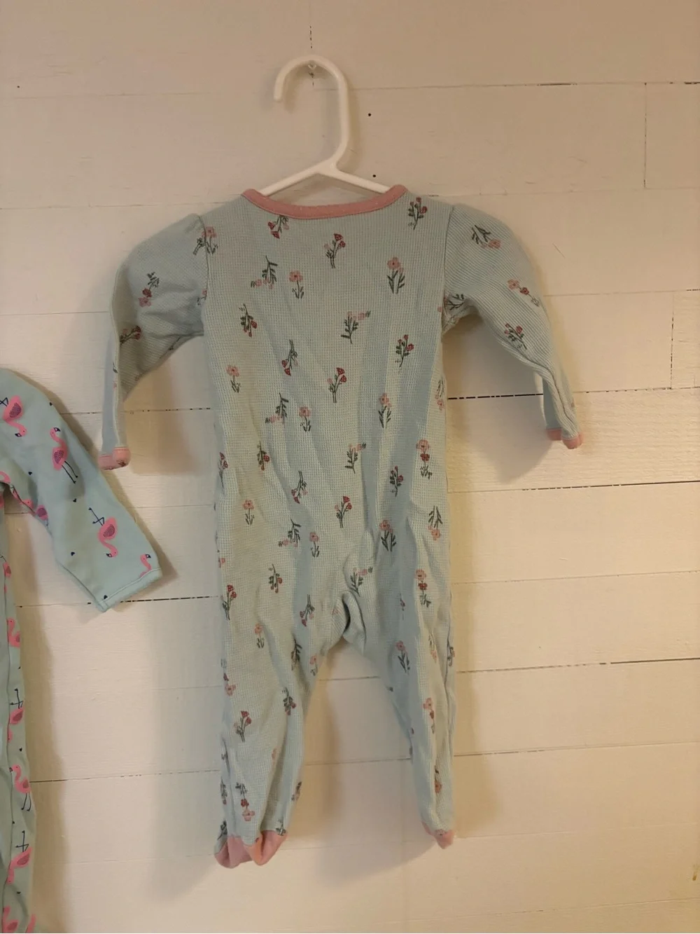 Baby Girl 9M Footed Pajama Sleeper Lot Huggies Carters Flamingo Floral